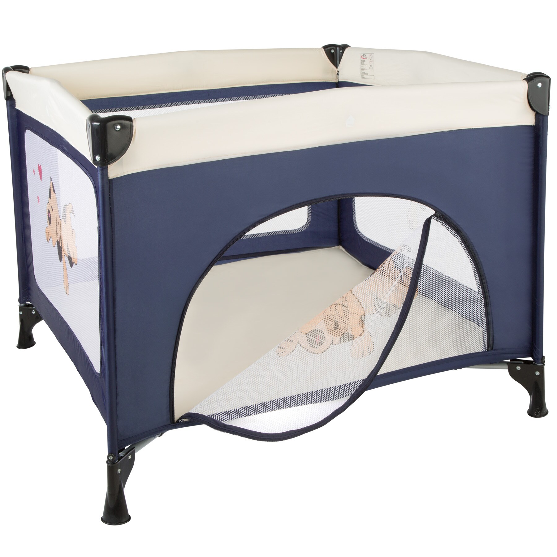 tectake® Baby Laufstall, stabil und kompakt faltbar, mit atmungsaktivem Mesh-Gewebe, 105 x 105 x 78 cm