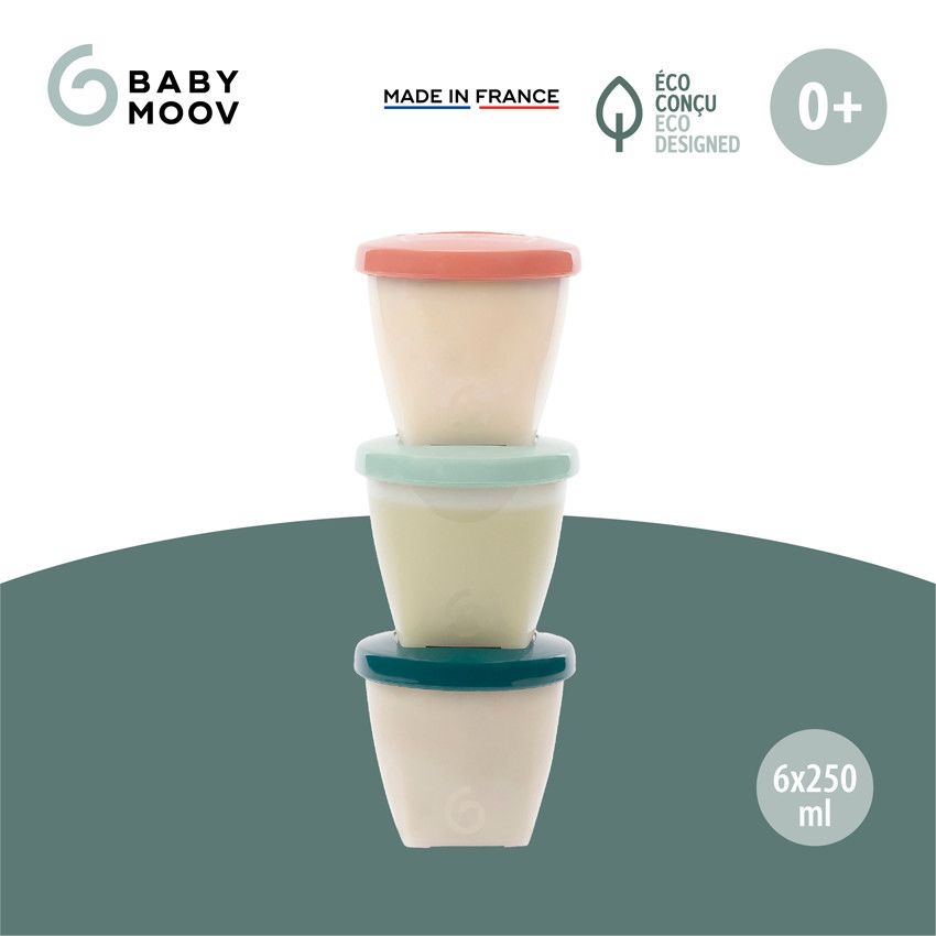 Lot de 6 pots de conservation Babybols Biosources - 6 x 250 ml - Ecru