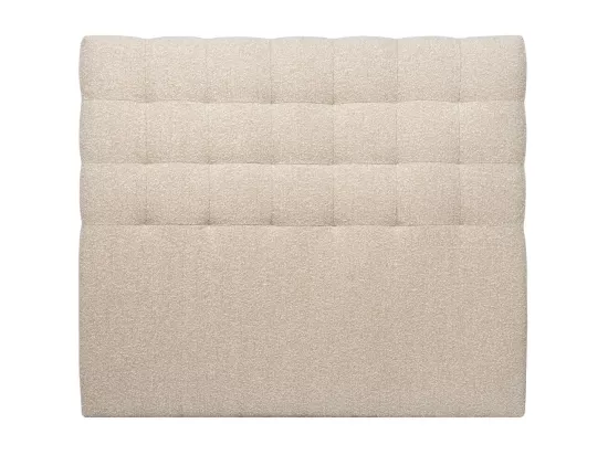 Tete de lit Capitonnée Bouclette Beige L 200 cm - Ep 10 cm rembourré