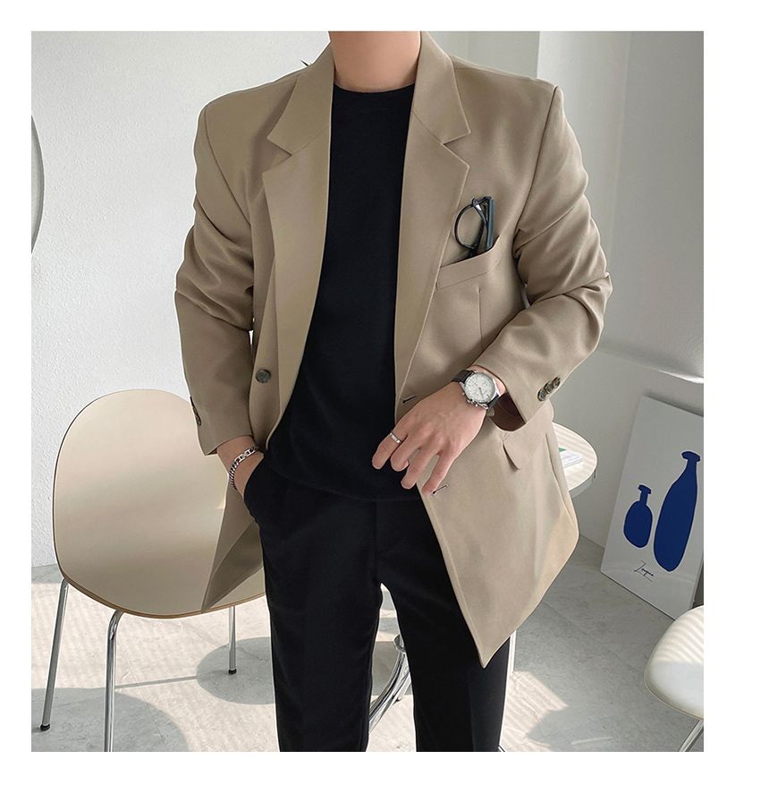 Okwano - Blazer met inkeping en effen enkelrijs