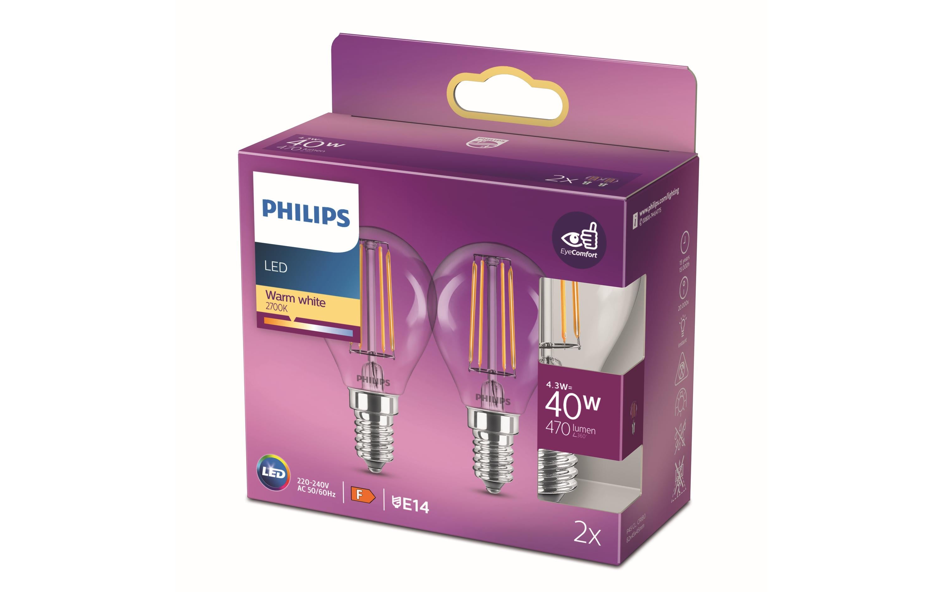 Lampe LEDcla 40W E14 P45 WW CL ND 2PF WarmweissLeuchtmittel P45 mit klarem Glas