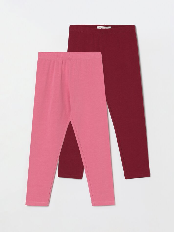 Conjunto de 2 Leggings Compridas - Bordô