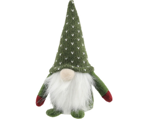 Kerstdecoratie kabouter 8 x 16 cm stof groen