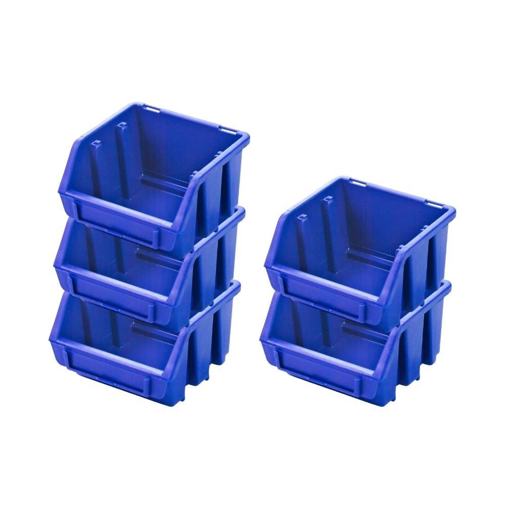 PROREGAL SuperSaver Set 5x Opbergdoos 1 HxBxD 7,5 x 11,6 x 11,2 cm Polypropyleen Blauw