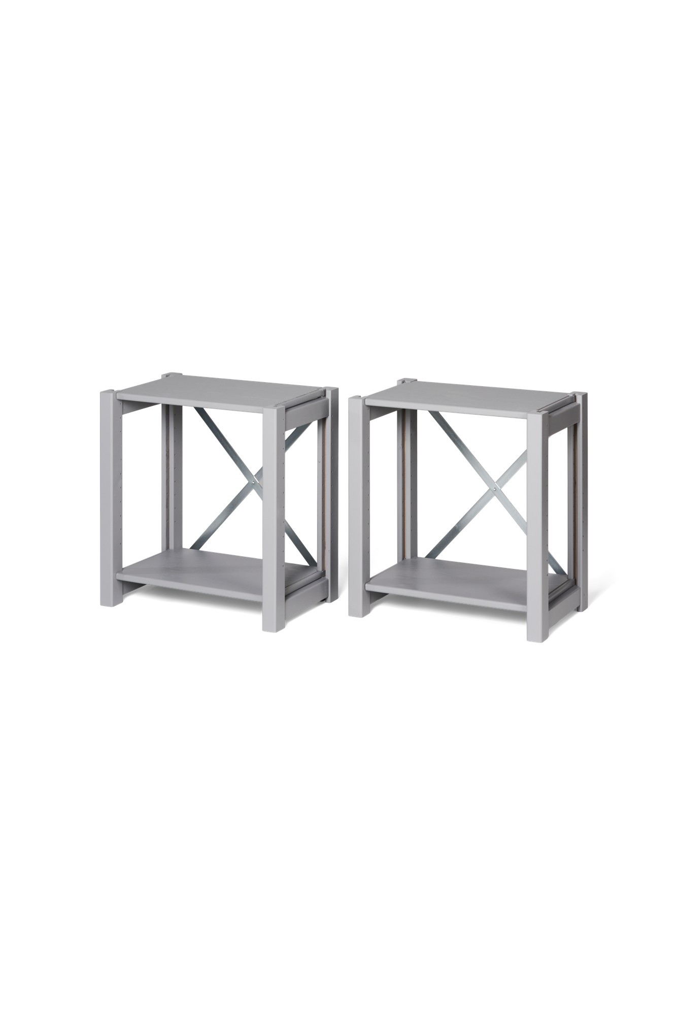 Natbord 2-pak | Fyrretræ. 45,8 x 38,6 x 48,6 cm. 2 stk. | Silver Grey | abc classic