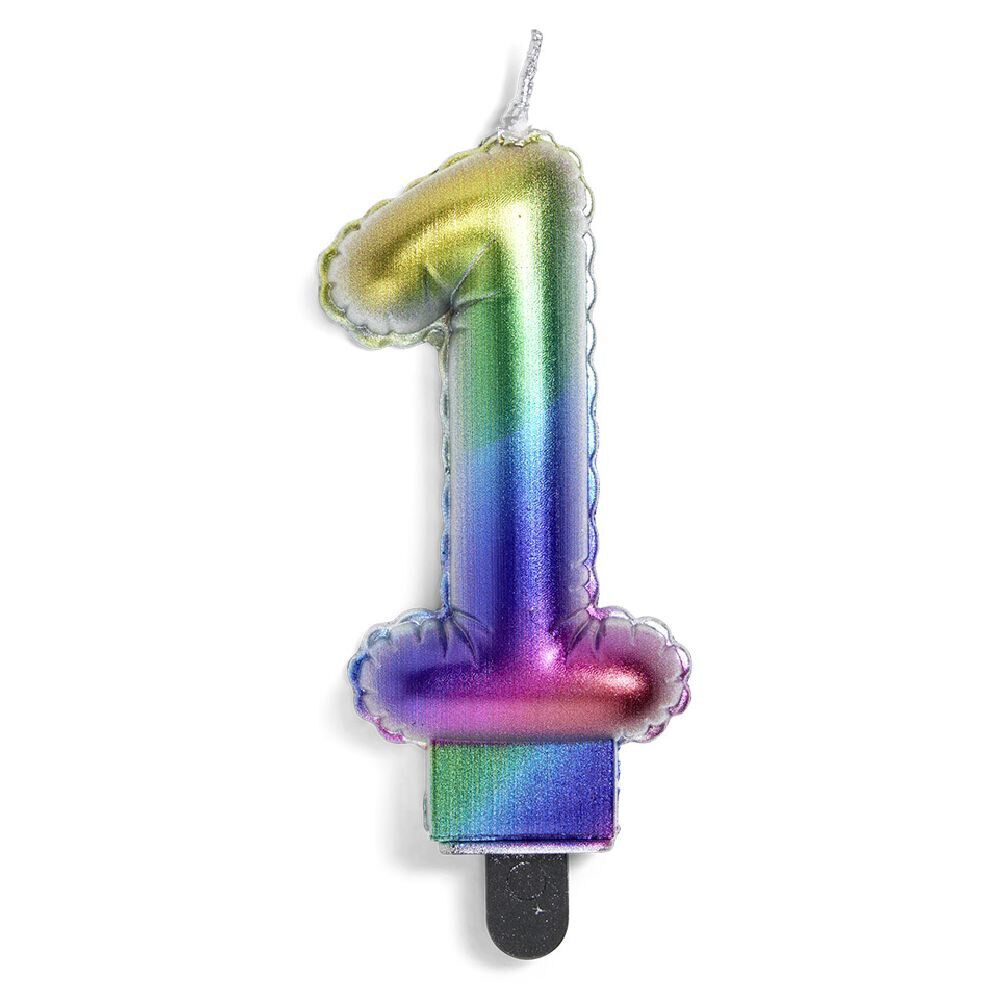 Bougie anniversaire chiffre 1 iridescent