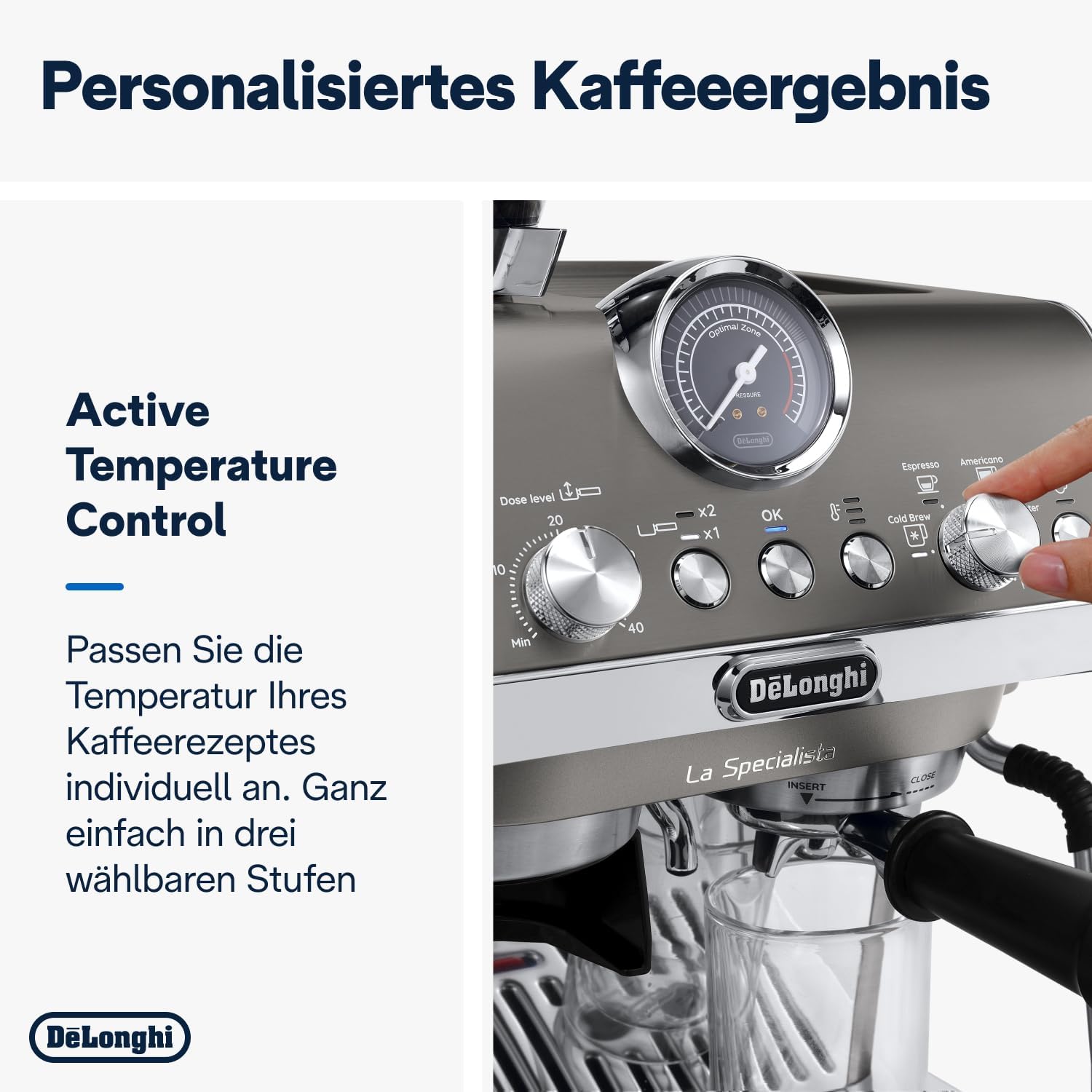 De'Longhi Siebträgermaschine La Specialista Arte Evo Cold Brew EC9255T, Espressomaschine mit Mahlwerk inkl Barista-Kit, Cold Brew-Funktion, 8 Mahlgrade, 15 Bar, 3 Temperaturen, Milchschaumdüse, Titan
