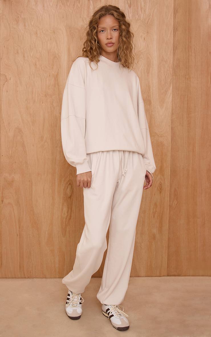 Crème Pantalon De Jogging Côtelé Avec Poignets Resserrés