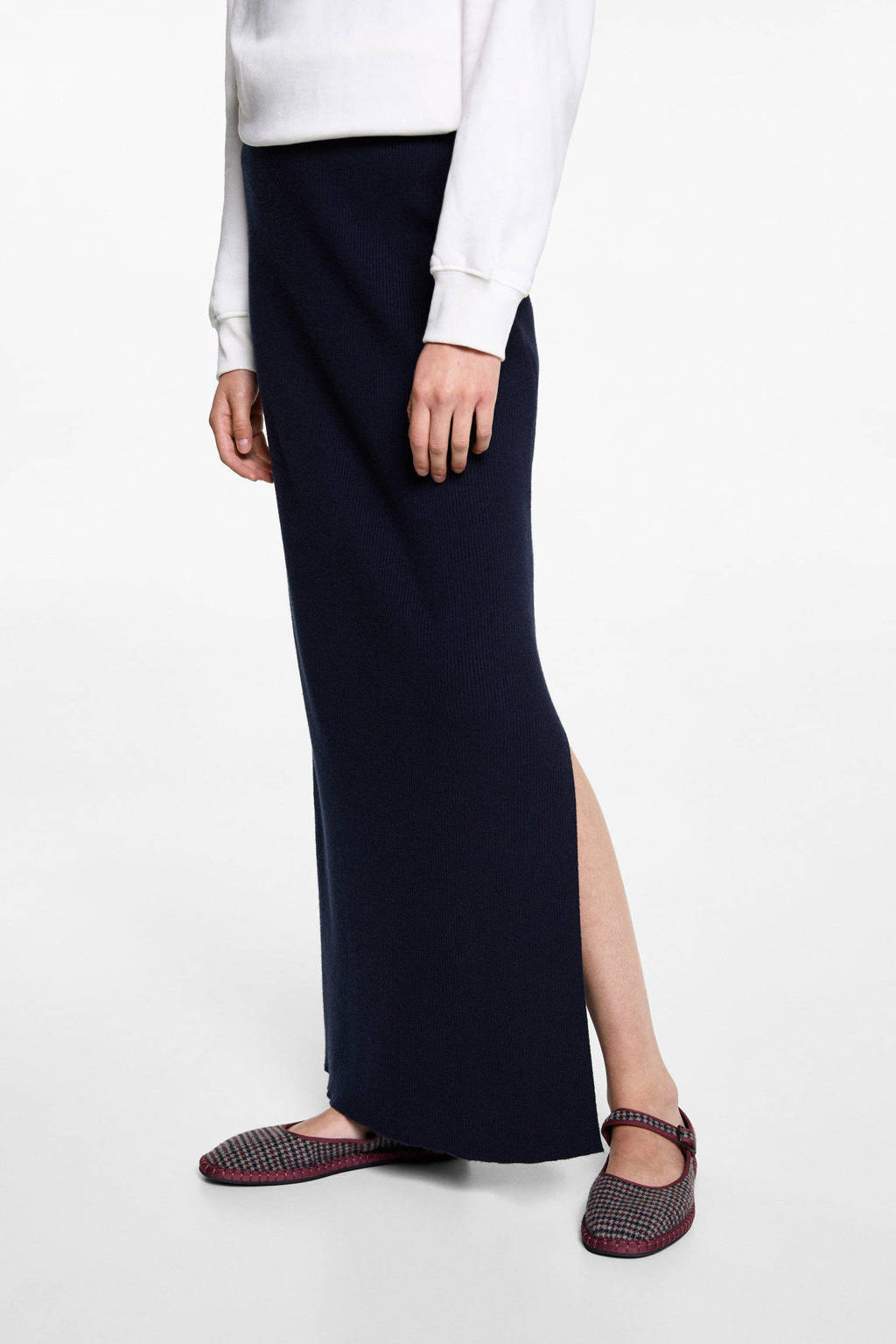 MANGO TEEN maxi rok gebreid marine