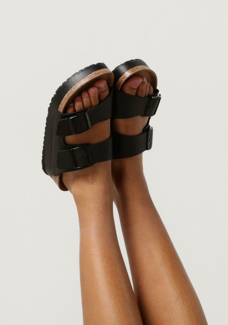 zwarte birkenstock slippers arizona platform dames