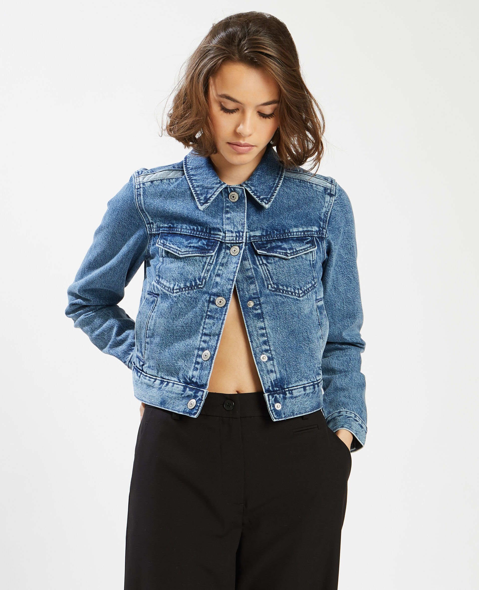 Veste courte en jean - Bleu