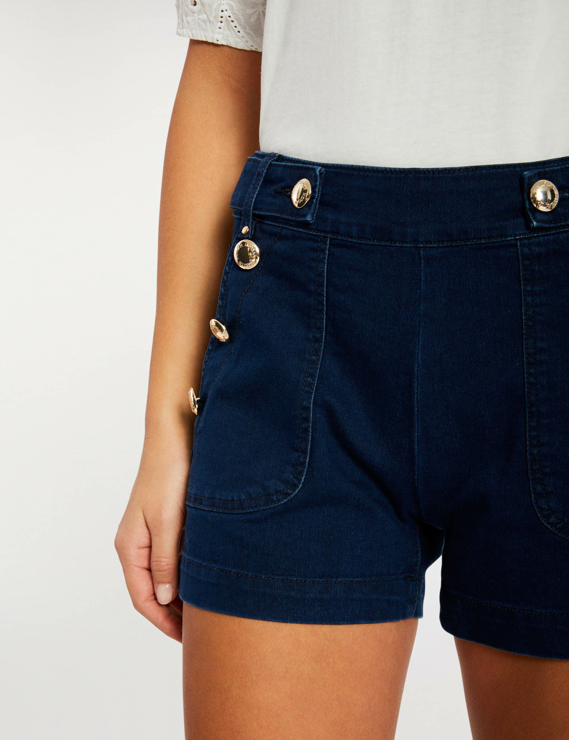 Short avec boutons jean brut femme - jean_brut