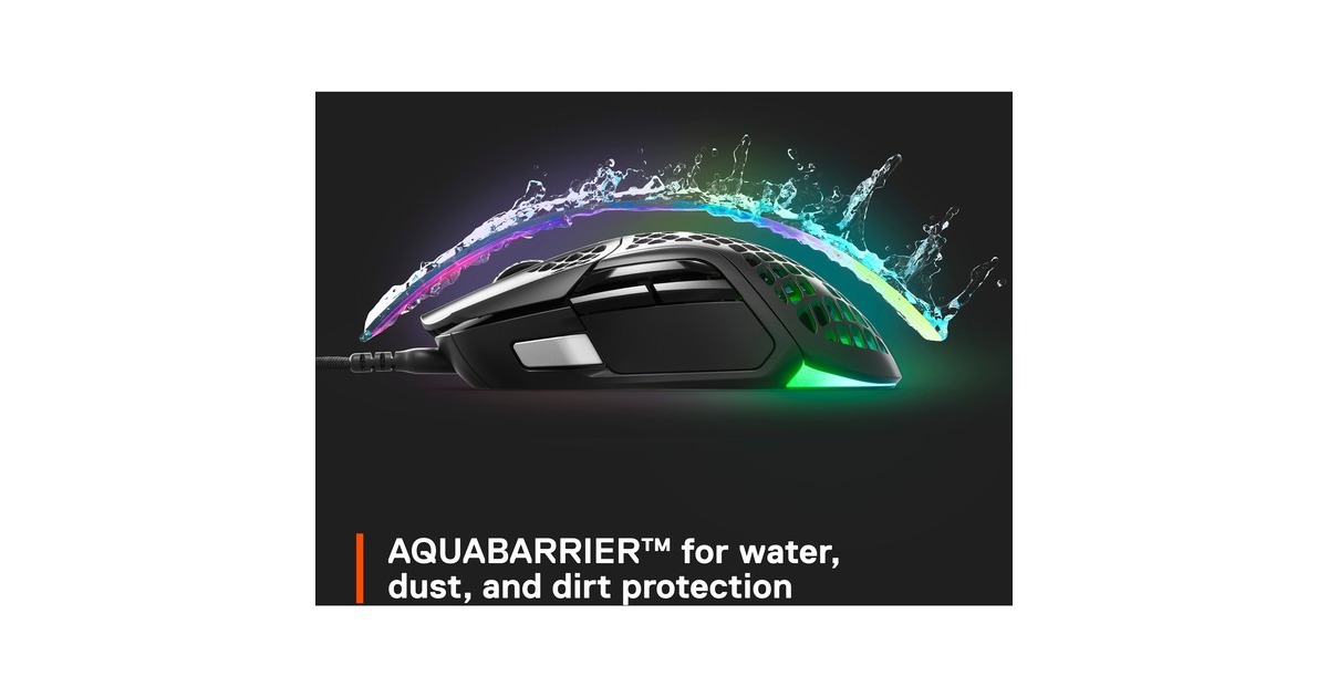 SteelSeriesAerox 5 gaming muis  (Zwart, 18.000 dpi, RGB leds)