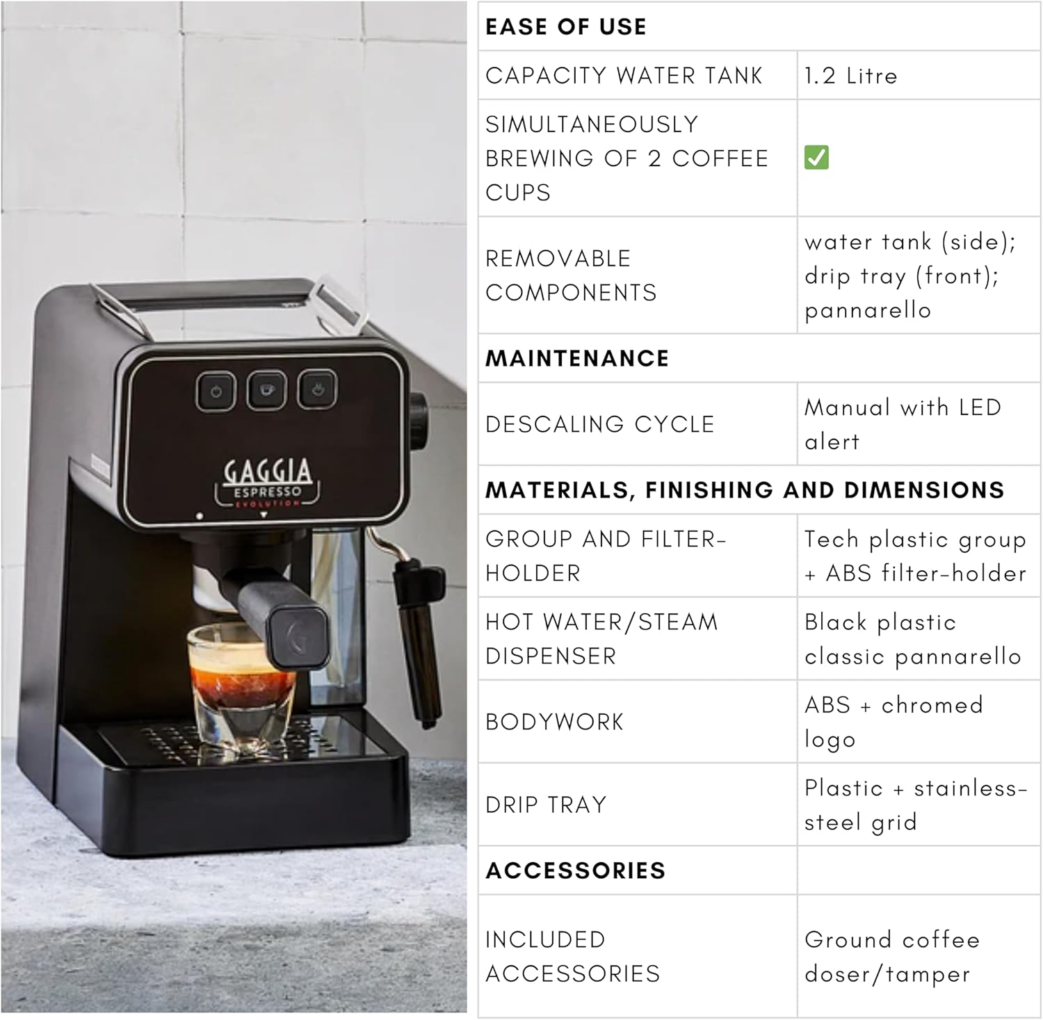 Gaggia Espresso Evolution Black | PID Kesseltemperaturregler | Kaffeemaschine Made in Italy | Automatische Vorbrühautomatik | Siebträger 53 mm | Espressomaschine mit Pumpe | Amerikanisch