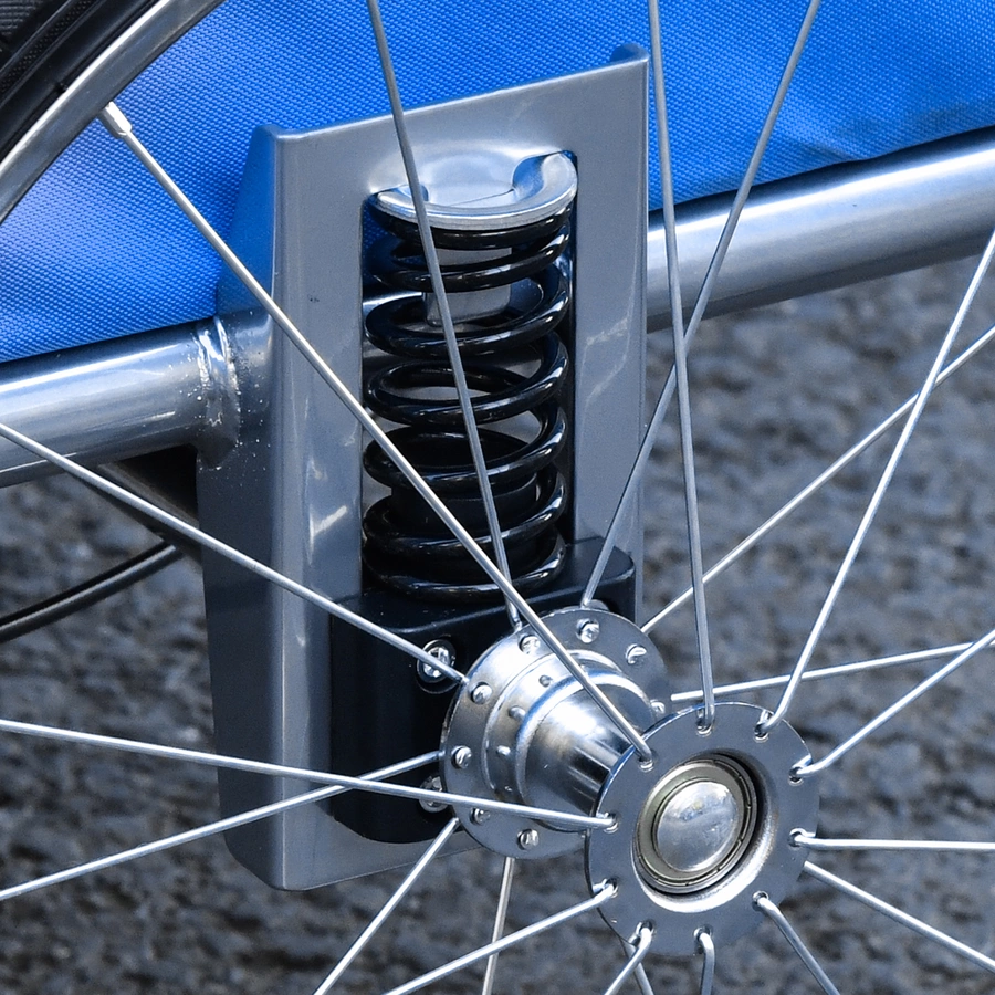 PawHut Hundeanhänger mit beidseitiger Feststellbremse grau, blau