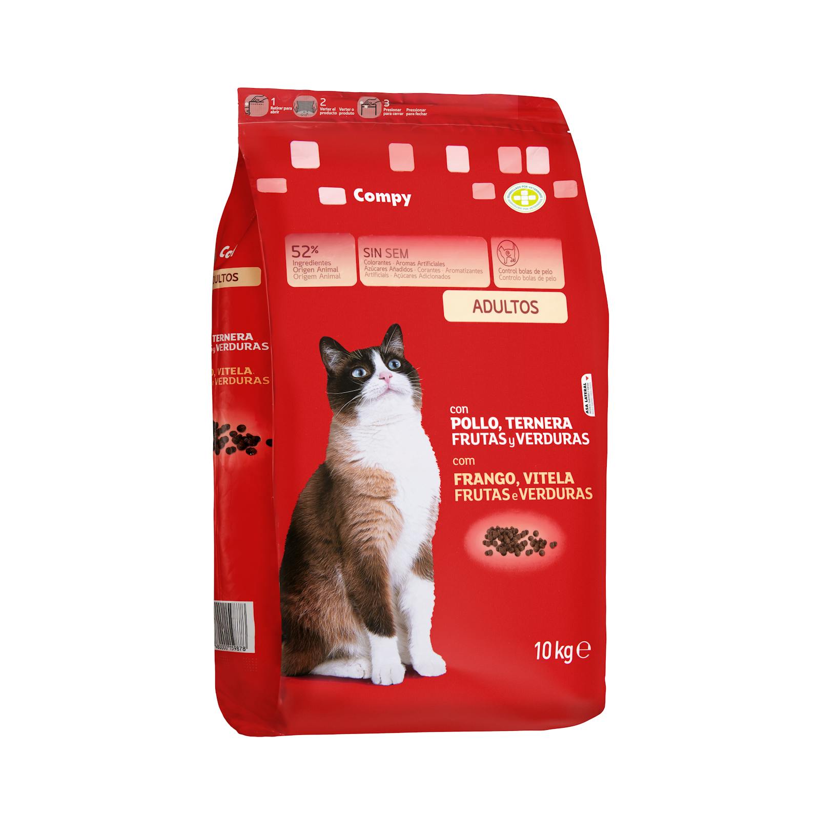Nourriture pour chat adulte Compy au poulet, bœuf, fruits et légumes