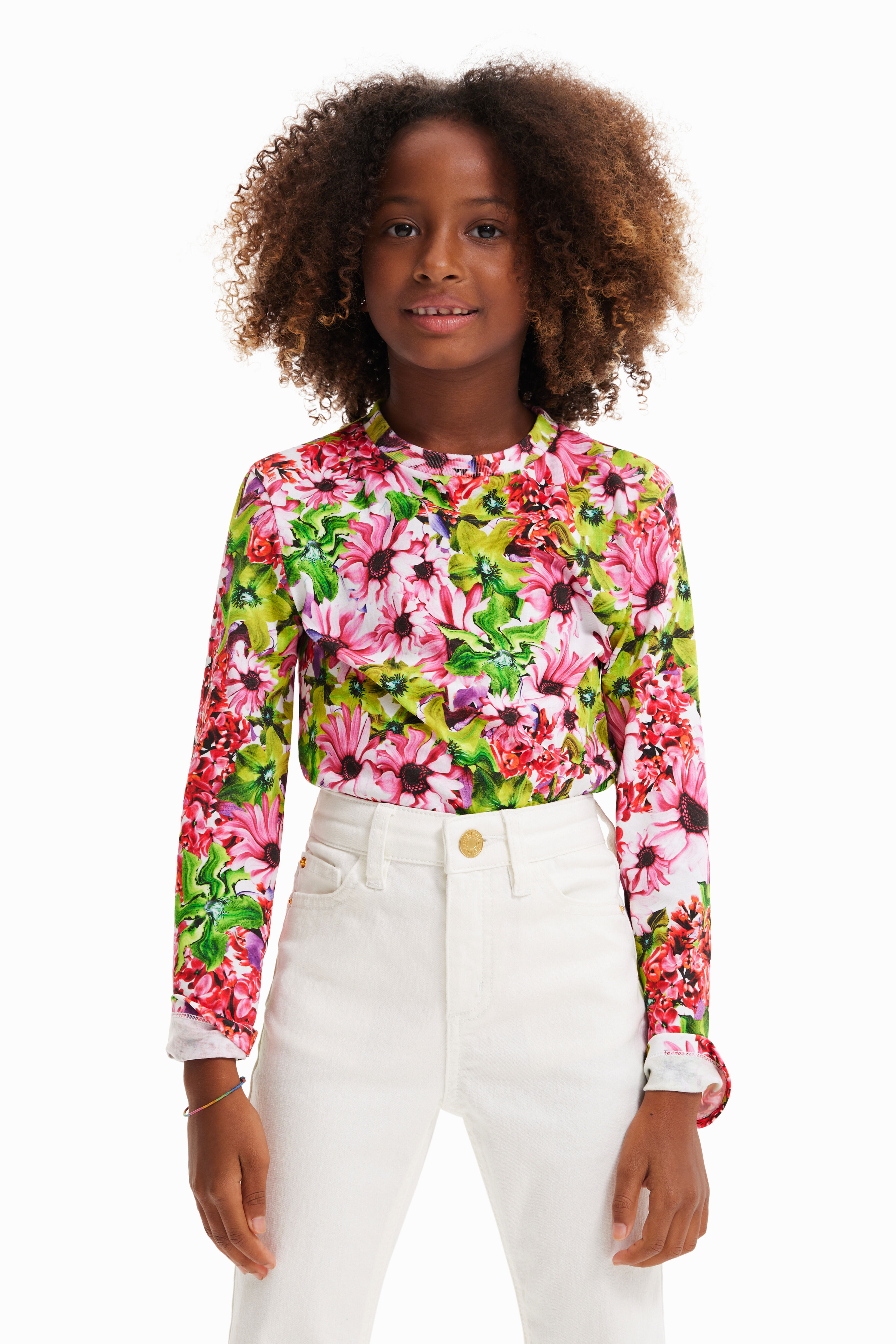 T-shirt fleurie multicolore