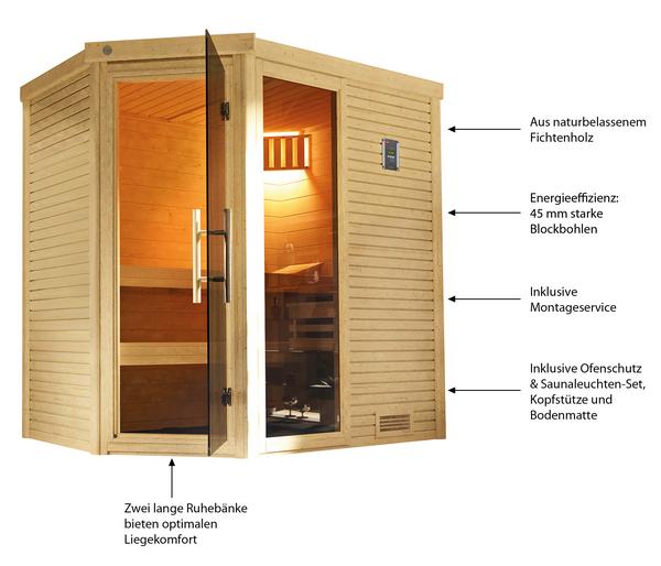 Weka Sauna Cubilis mit Glastür und Fenster
