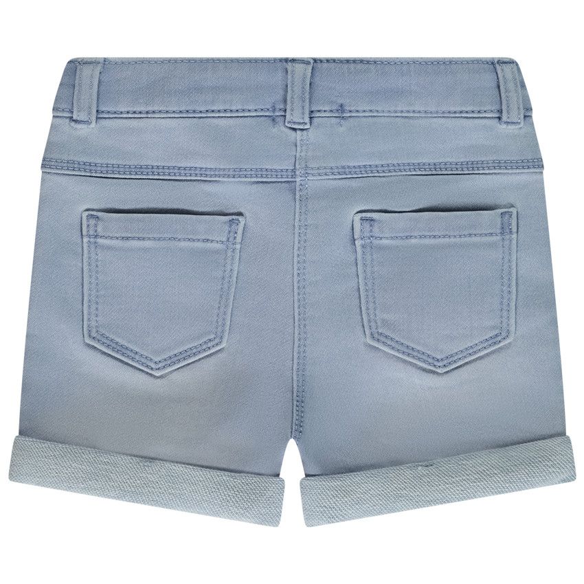 Short effet jean à poche cœur pour bébé fille - Bleu