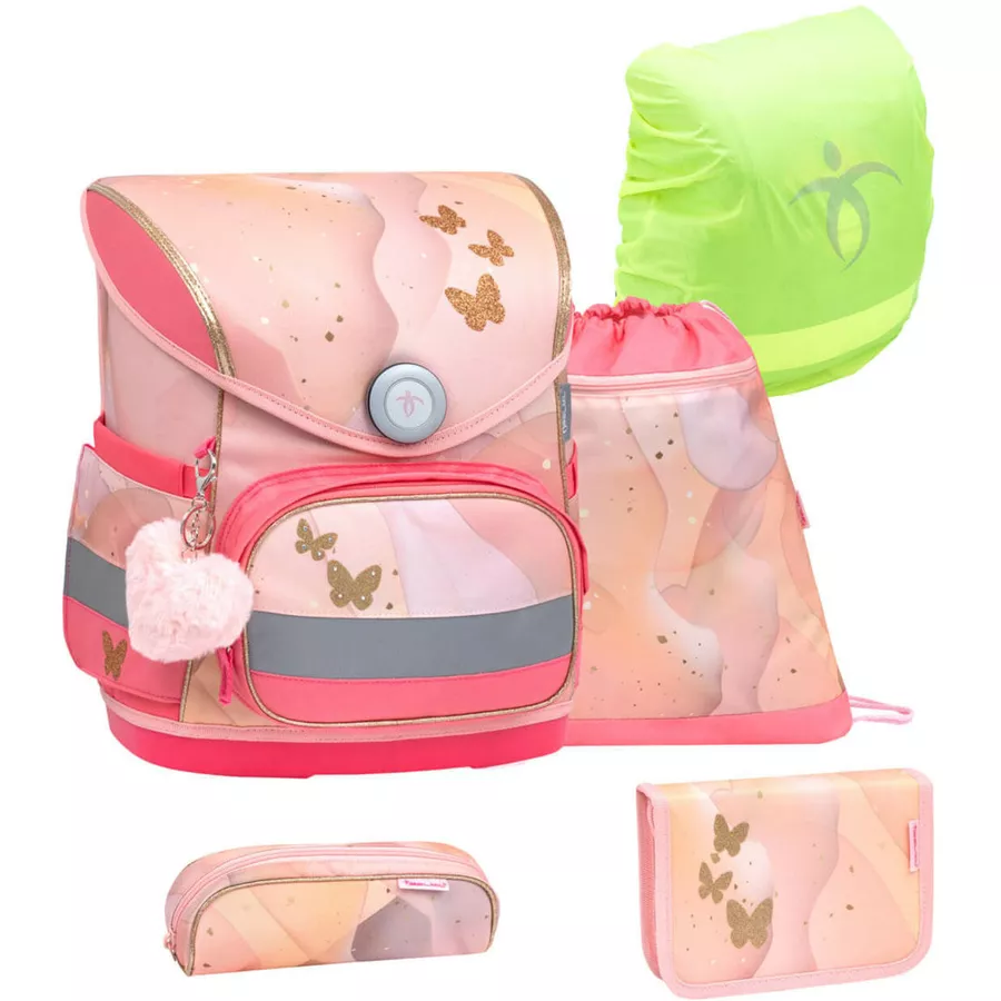 Belmil Schulranzen Compact Schulranzen Set 5-teilig mit Brustgurt Marble