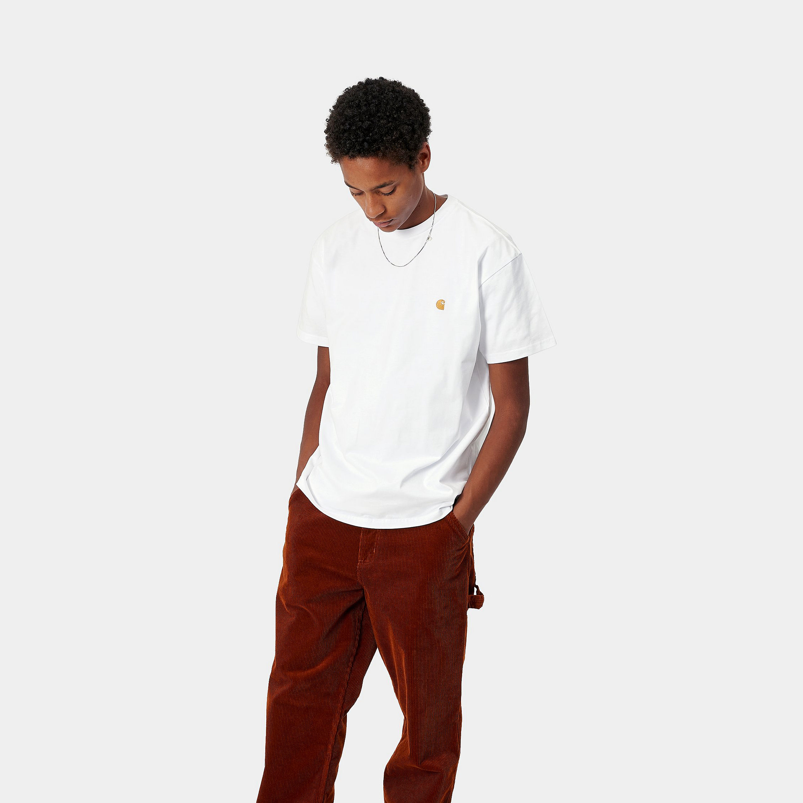 Carhartt WIP SS Chase T-Shirt White / Gold