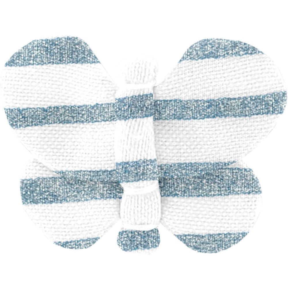 Barrette Petit Papillon Rayé Bleu Blanc