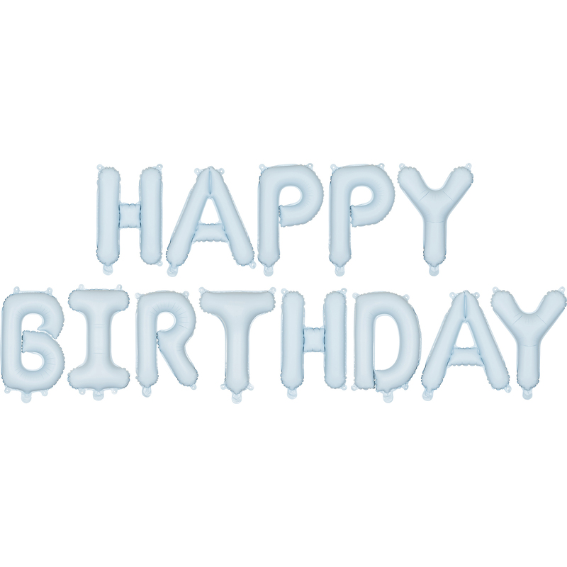 Partydeco Folienballons Happy Birthday matt, hellblau