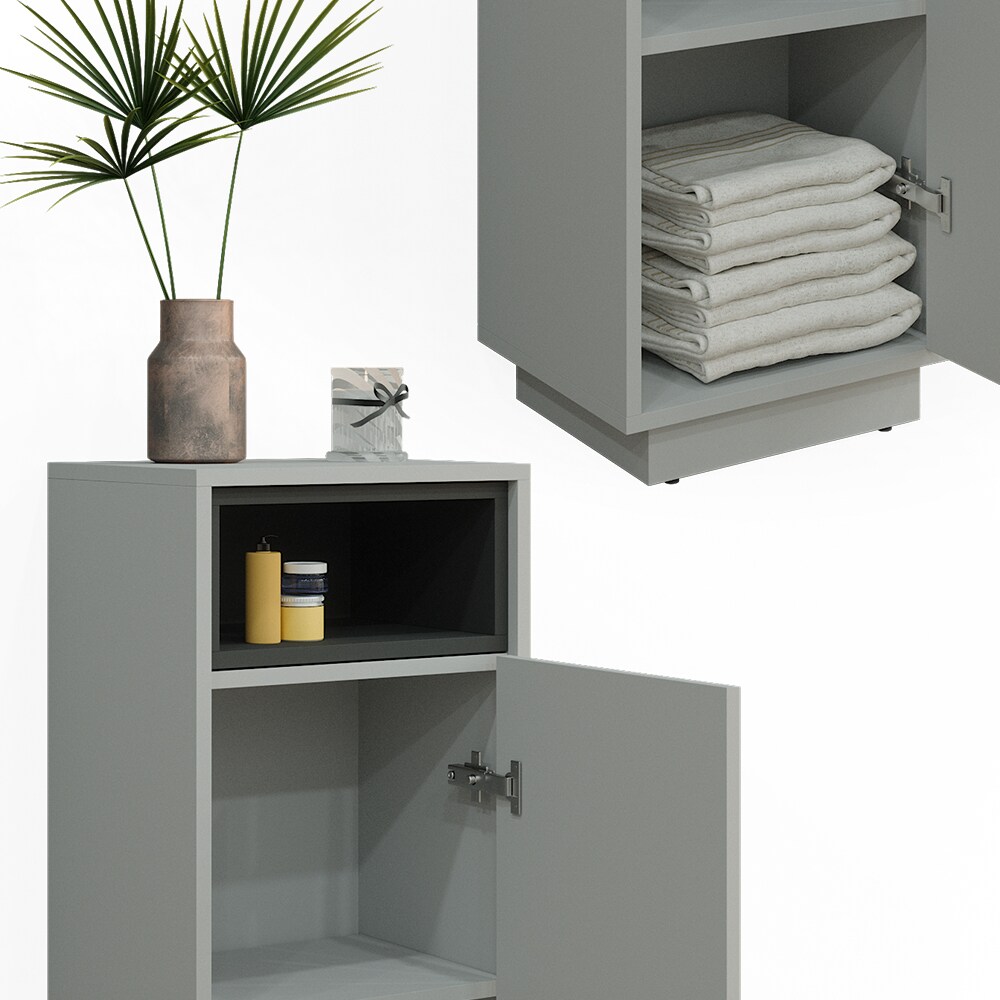Vicco Midischrank Badschrank Badezimmermöbel Beatrice Grau Anthrazit modern 38x80 Badezimmer Schrank Badmöbel Schranktür Schrankfach Ablage Aufbewahrung