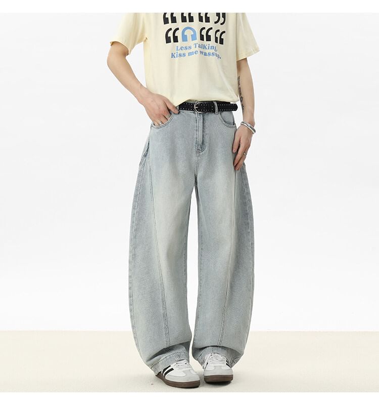 Priam - Mid Rise Washed Wide Leg Jeans