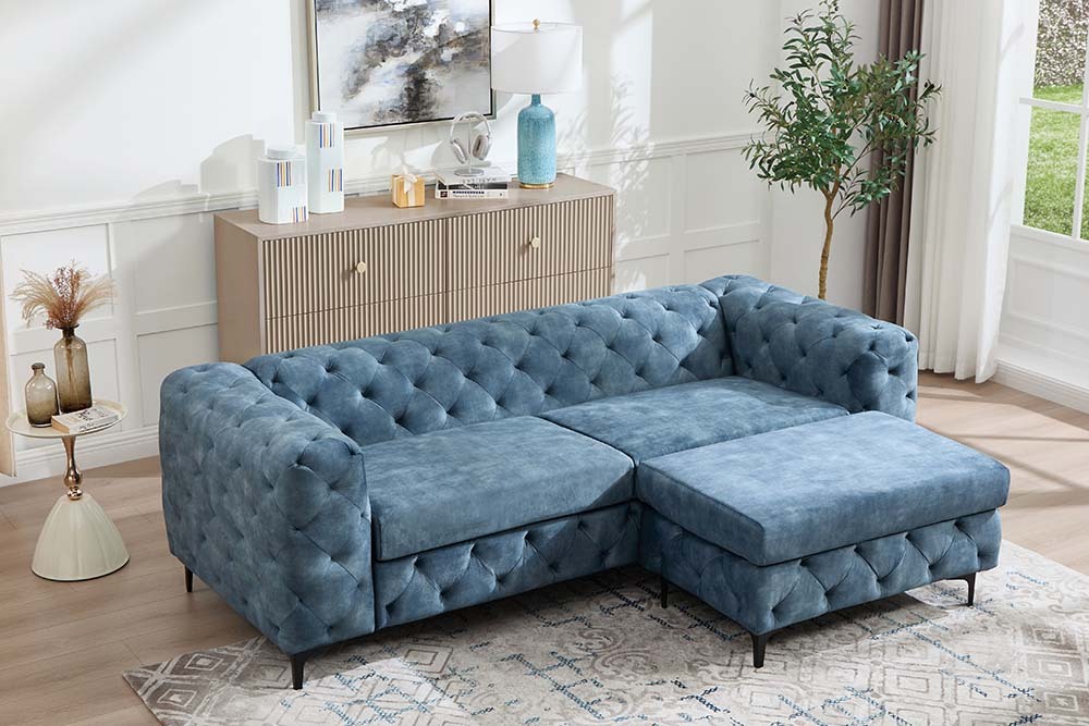 Chesterfield Sofa MODERN BAROCK 235cm petrol Samt 3-Sitzer Couch Federkern