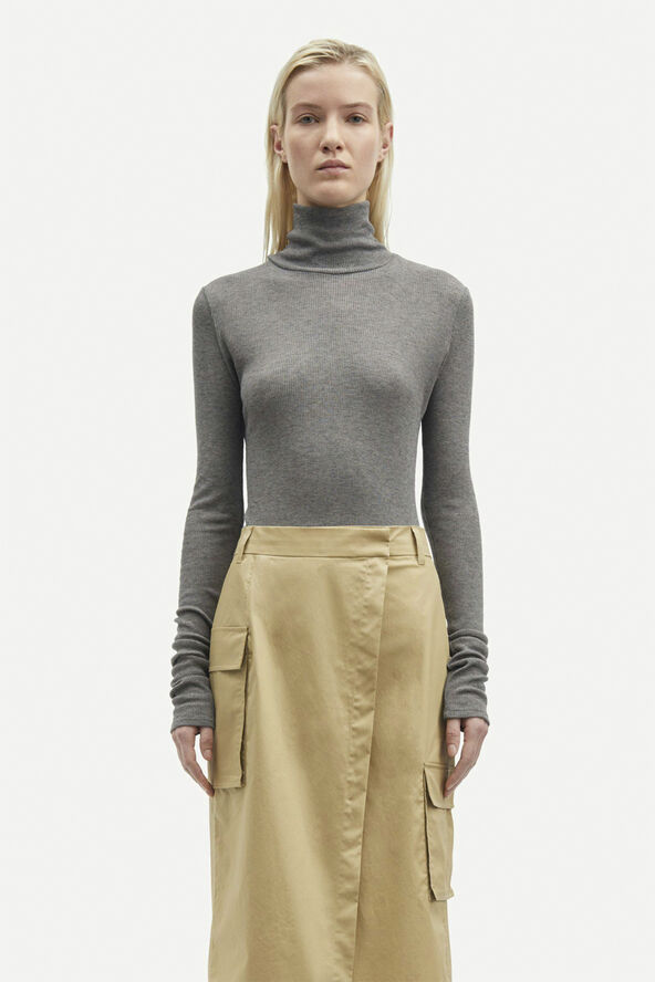 Samsøe Samsøe Sasonnet ls t-neck 15338 Mid grey mel.