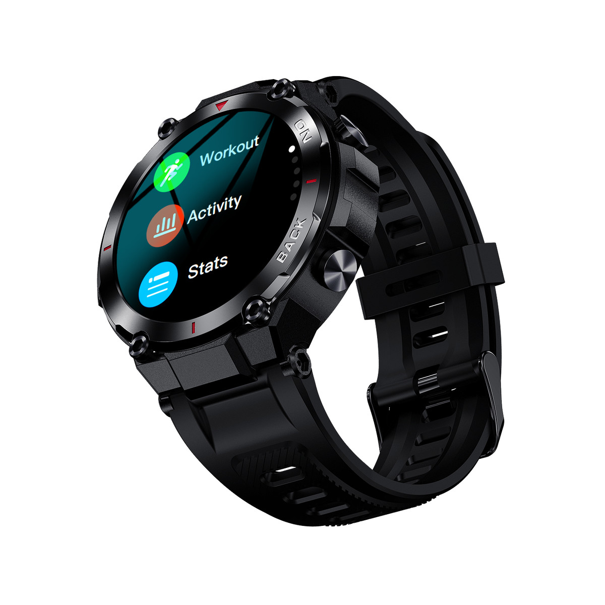 Montre SMARTY 2.0 pull up mixte connecté métal noir bracelet silicone noir