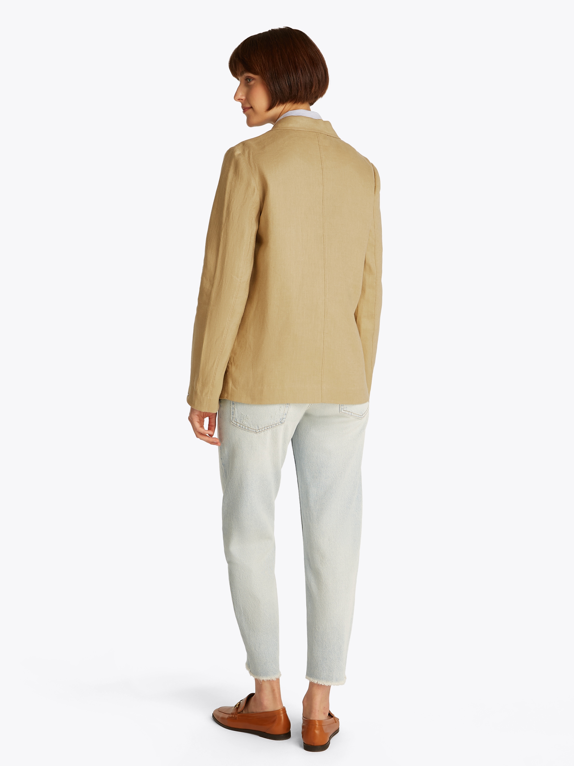 Tommy Hilfiger Kurzblazer »ESS LINEN REGULAR SB BLAZER«, mit Metalllabel ,kühlendes Premium Leinen