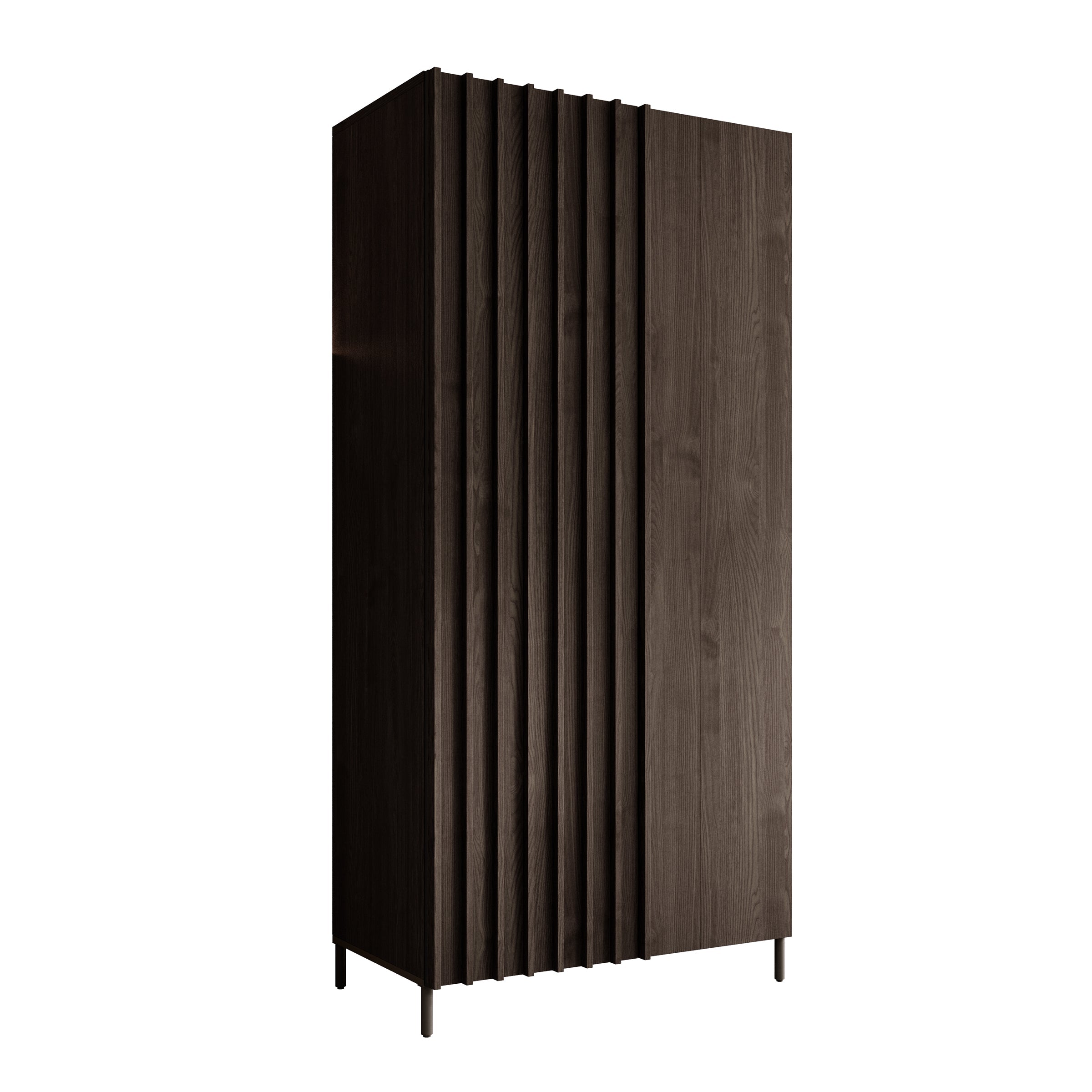 Meubella - Kledingkast Paz - Donkerbruin eiken - 92 cm