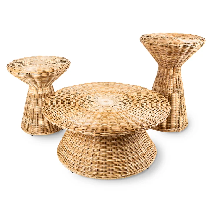 HKliving - Rattan Beistelltisch, high, Ø 48 cm, natural