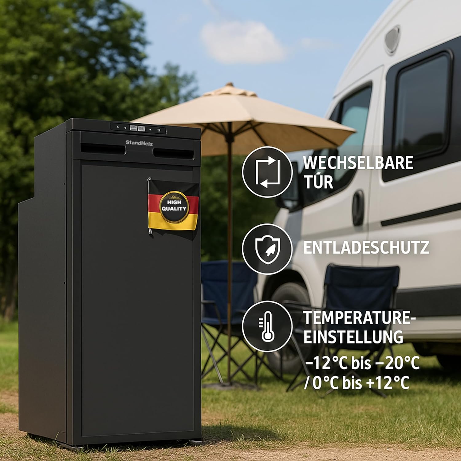 90L Kompressor Kühlbox mit APP-Steuerung 12V 24V, Energiesparender Mini Kühlschrank mit seitlich öffnender Tür, Kühlschrank klein mit Gefrierfunktion für Auto, LKW, Boot, Reisemobil, Camping