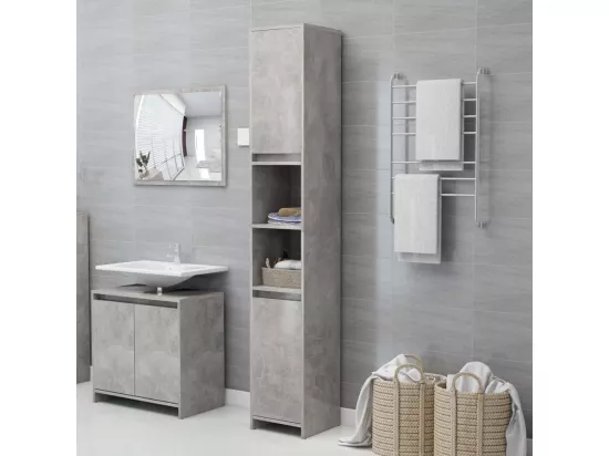 Armoire de salle de bain Gris béton 30x30x183,5 2