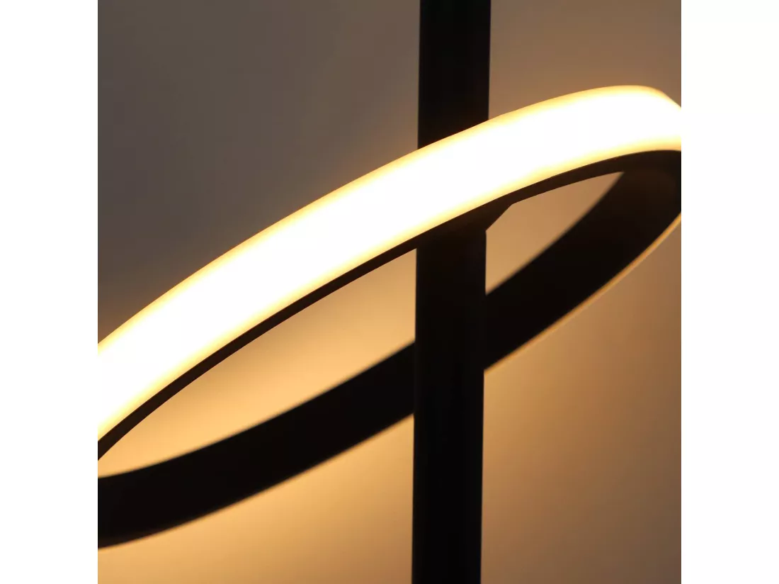 NETTLIFE Lampe de table LED blanche moderne en forme d'anneau, lampe de chevet rotative avec anneaux amovibles 13W