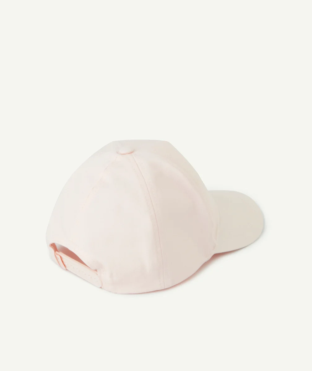 CASQUETTE FILLE EN COTON ROSE PÂLE AVEC MESSAGE BRODÉ SOLE