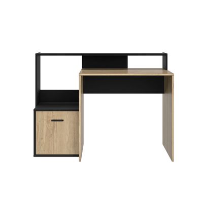 Bureau WILLIAM - L123,5xH90xP60cm - avec 1 porte et 1 réhausse - imitation chêne