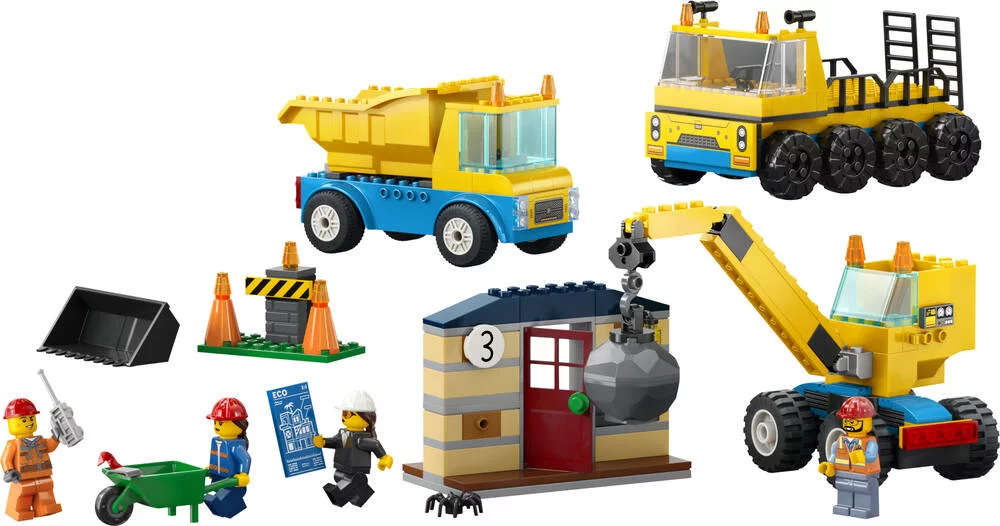 LEGO®CITY 60391 - LES CAMIONS DE CHANTIER ET LA GRUE A BOULE DE DEMOLITION