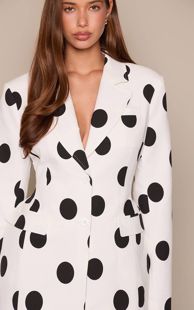 Mono Polka Dot Blazer À Carreaux Taille Cintrée Et Hanches Moulantes