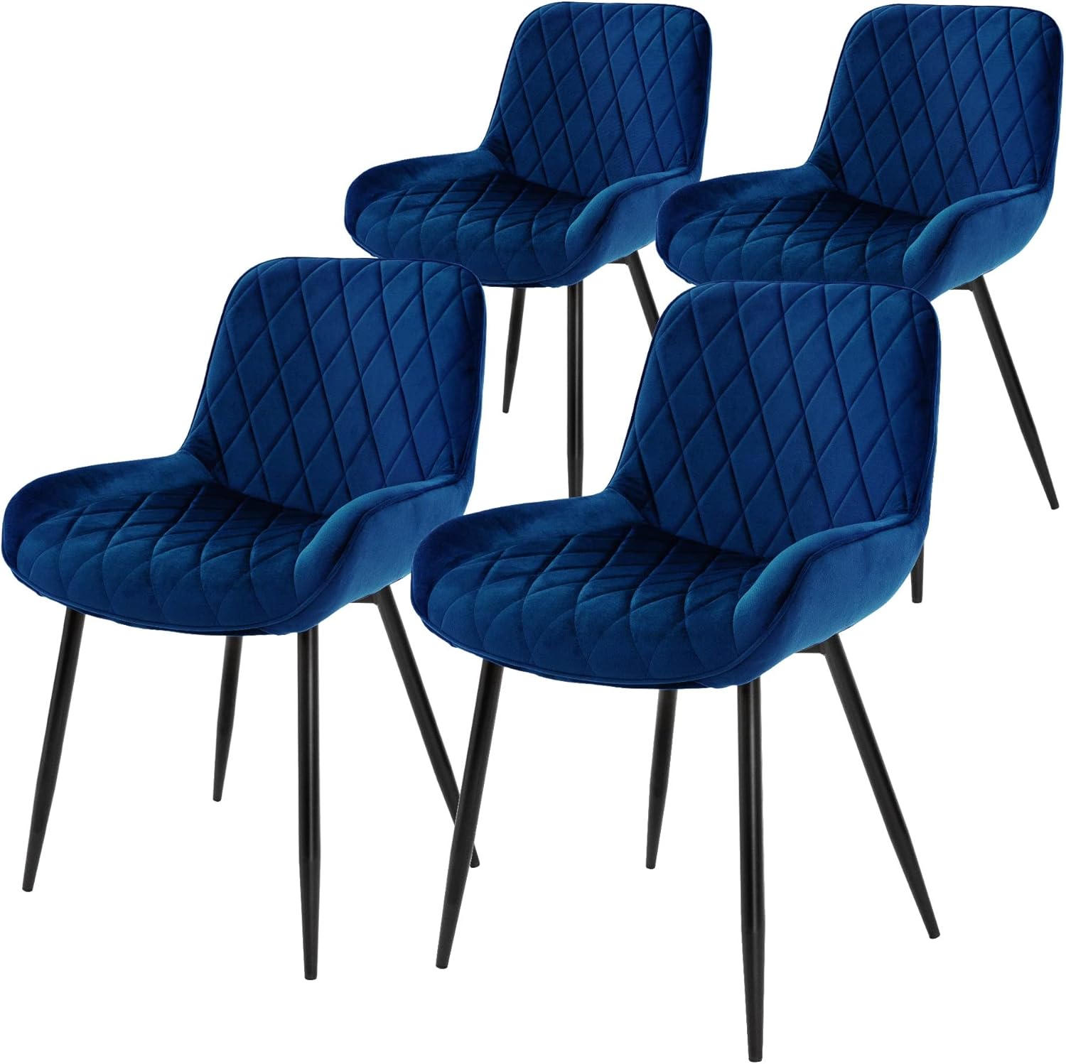 ML-Design 4er Set Esszimmerstühle Esszimmerstuhl mit Rücken- und Armlehnen, Dunkelblau, Samt Sitzfläche, Metallbeine, Küchenstühle Küchenstuhl Wohnzimmerstühle Wohnzimmerstuhl Polsterstuhl Stühle