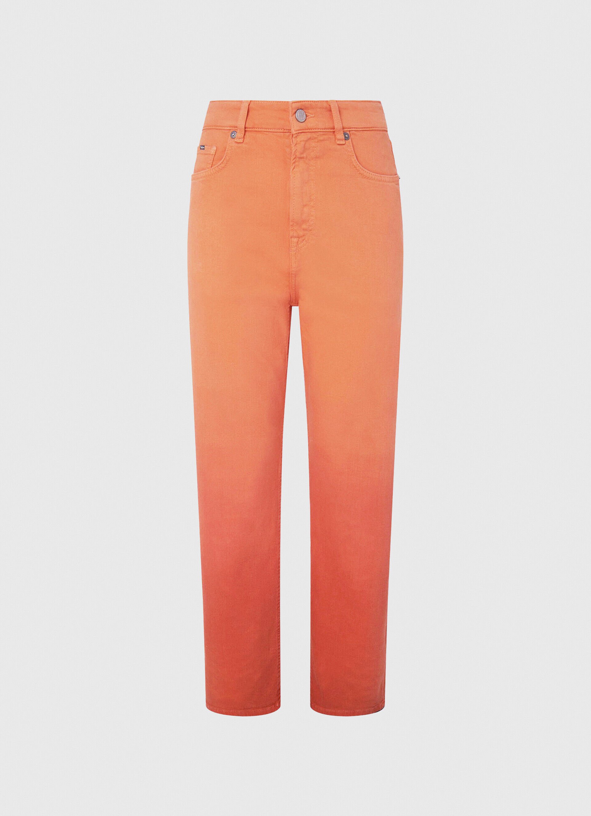 Calça reta com 5 bolsos - laranja pêssego