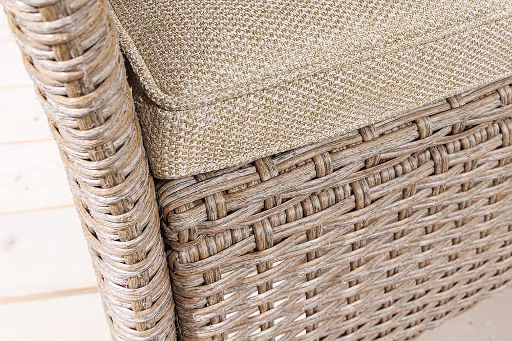 Moderne Gartenbank PORTOFINO 140cm natur beige Polyrattan Sitzbank mit Tisch wetterfest