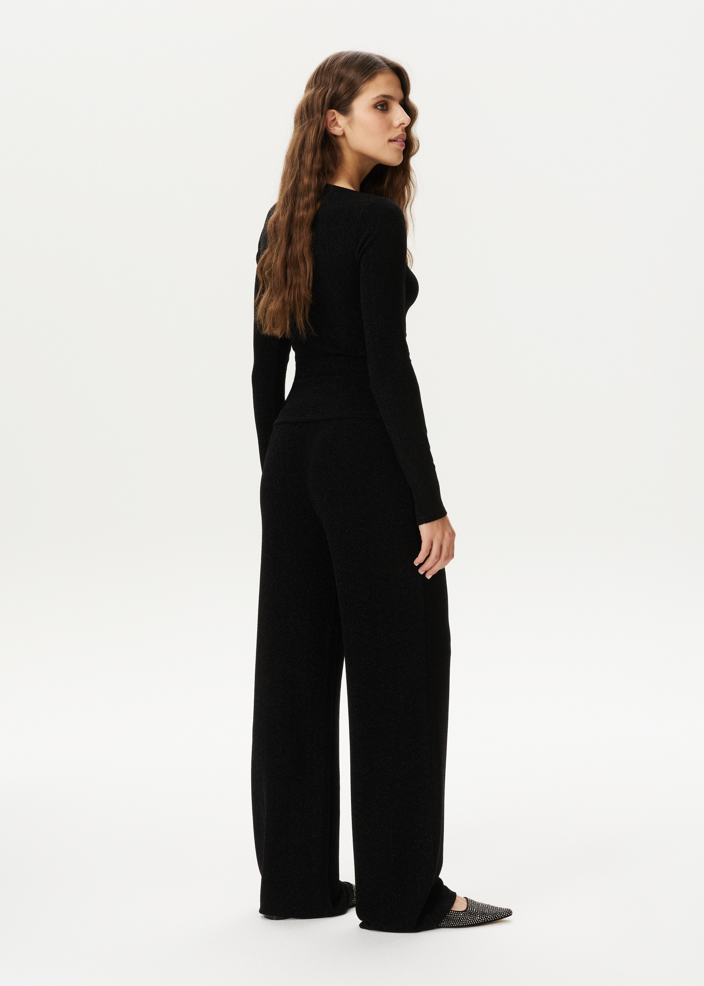 Lurex top met boothals