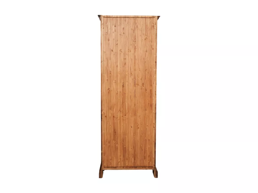 BISCOTTINI Armoire - Bois de tilleul massif finition naturelle antique - Polyvalente - Rangement - Jardin - Salon - Cuisine - Salle à manger - Étagères - Chambre - Buffet - 79x38x211cm