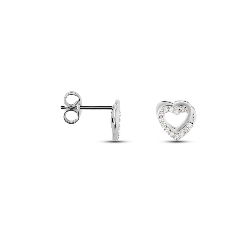 Boucles D'oreilles Puces Argent Blanc Centondis Oxydes De Zirconium