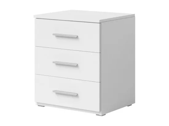 Chambre à coucher complète collection EOS : Armoire 200cm, Lit 180x200, commode, chevets. Couleur blanc mat