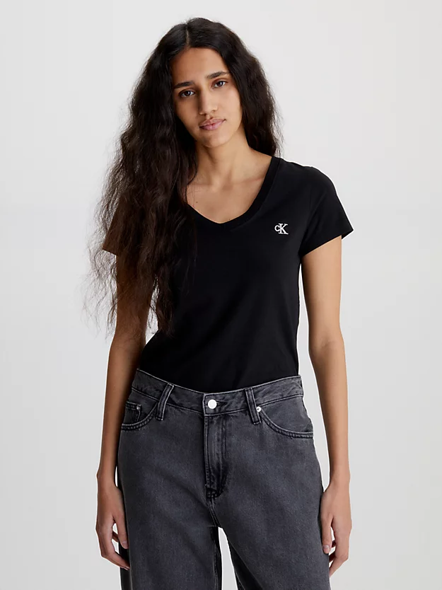 Camiseta de corte justo com decote em V